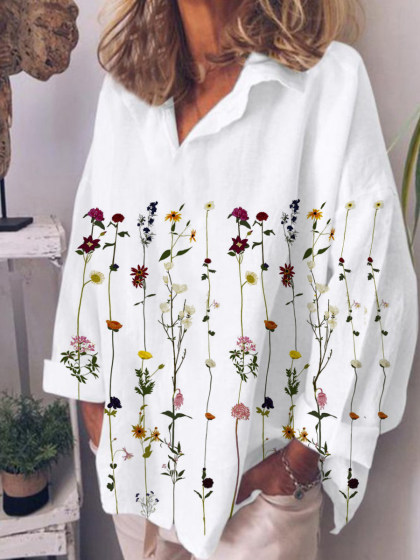 Women's Casual Print Long-sleeved Blouse