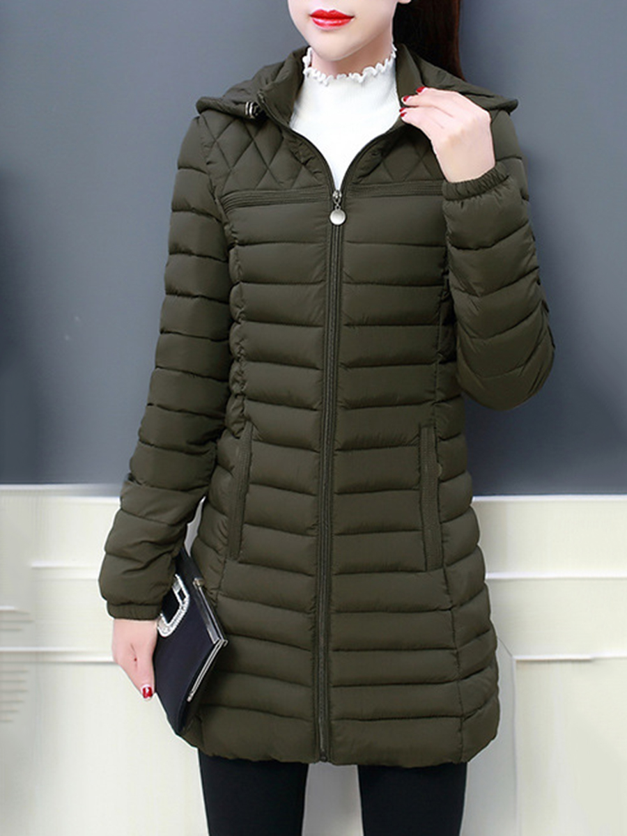 Hooded  Plain Coat