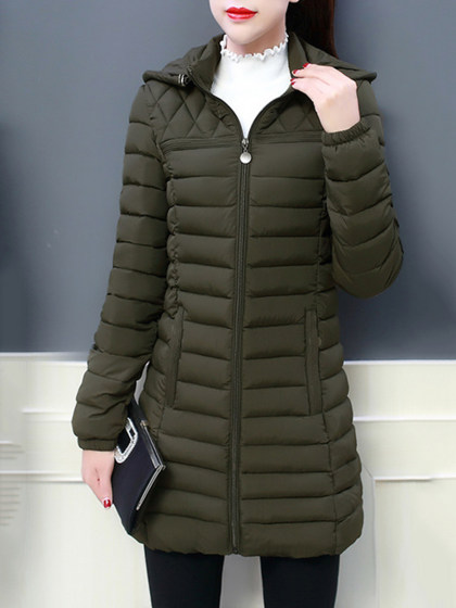 Hooded  Plain Coat