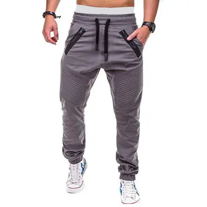 Outfmvch joggers for men Mid-waist Sports Drawstring With Zipper ...