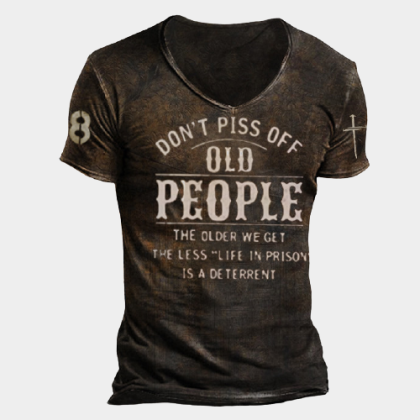 Mens Print T-shirt - Dont Piss Off Old People