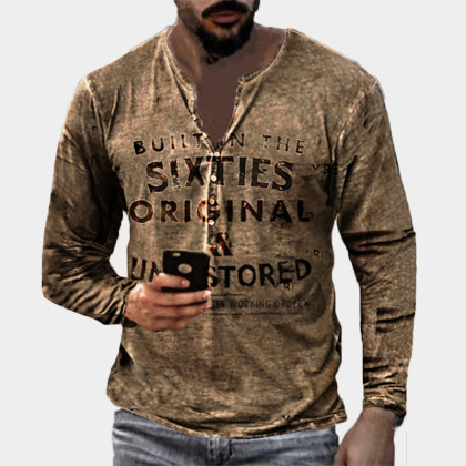 Built In The Sixties Unrestored Motorcy Printed Henry Shirt