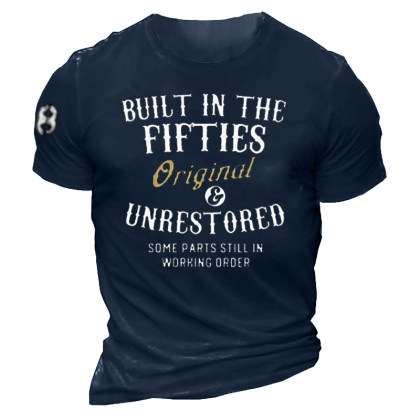 Built In The Fifties Print Men's Tactical Casual Short Sleeve Cotton T-Shirt