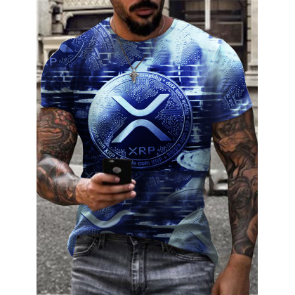 Designer Technology Trend Xrp Coin Print T-shirt